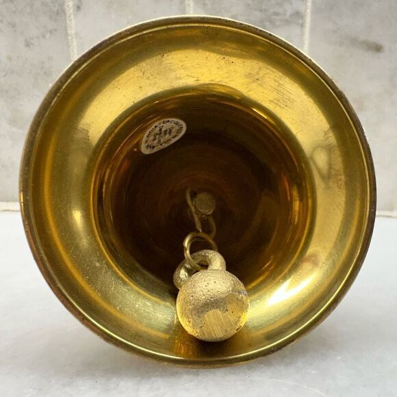 Made In India Lacquered In USA Polished Brass Hostess Bell Gold-tone Size 4" - Picture 3 of 4